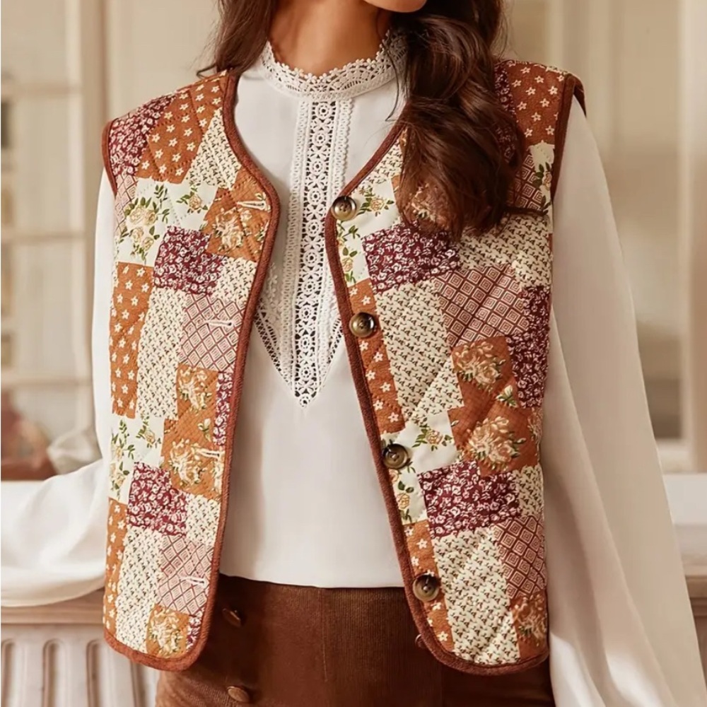 Women’s quilted patchwork Vest, large